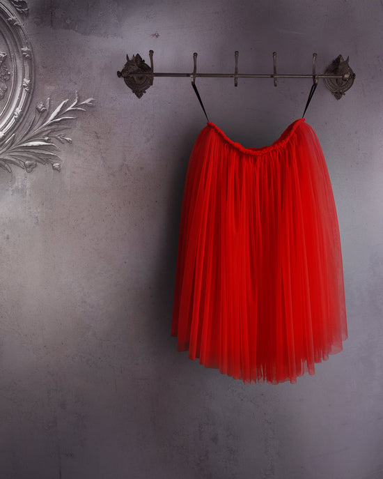 Romantic ballet & dance tutu skirt for ballerina. Colour Tulle fabric Red. Handmade dancewear for professional ballerinas