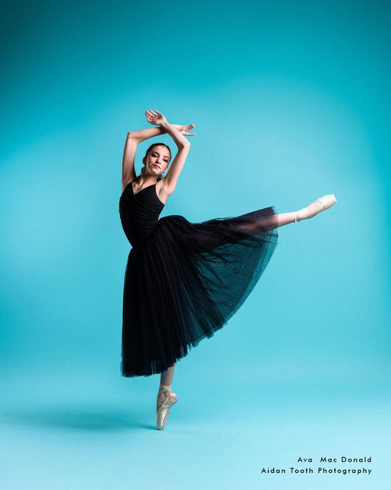 Professional romantic black ballet tutu, Ballerina Ava in custom-made Callisto Dancewear. 