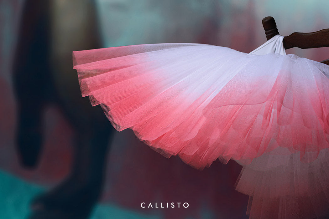 Red classical platter tutu. Pancake tutu for ballerina dancer. Callisto balletwear