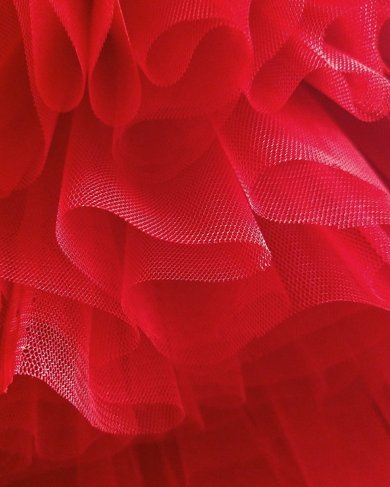 Close-up Tulle fabric for tutu skirt, color red